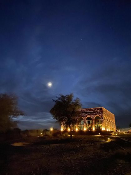The stunning Kaner Retreat at night, the location for our Sacred Gathering for Women. This is more than a retreat; it is a pilgrimage to yourself in a land where ancient wisdom flows through the earth and sky.