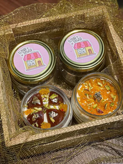 For a sweeter take on the jar hamper, this box includes my popular Indian fusion dessert jars. Flavours like Gulab Jamun Cheesecake and Motichoor Rabri make for a unique and indulgent gift.