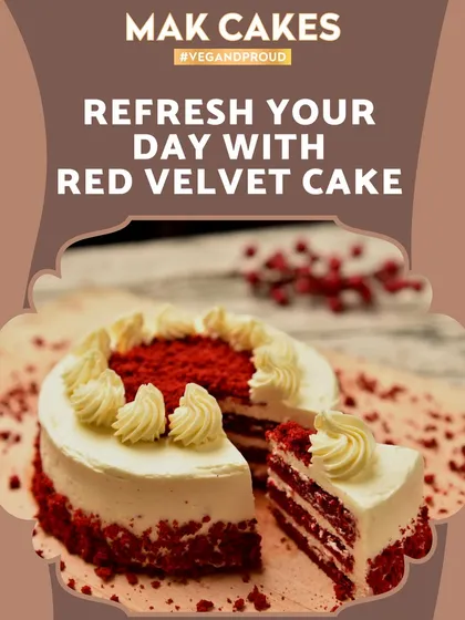 Refresh your day with my classic Red Velvet cake. I use an authentic recipe to create a moist, vibrant red sponge, which I then layer with a tangy and sweet cream cheese frosting. A slice of this is pure comfort.