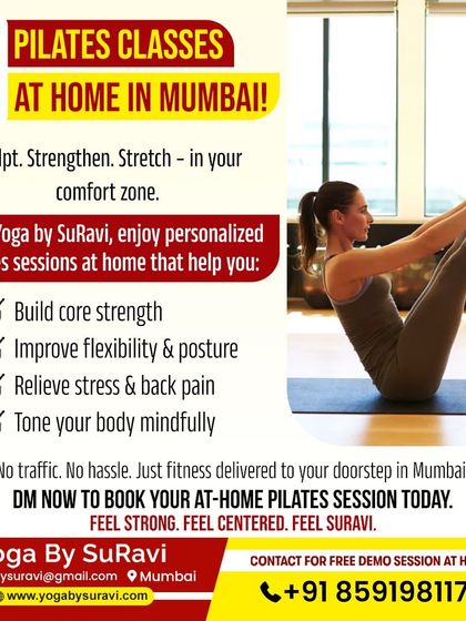 Sculpt, strengthen, and stretch in your comfort zone with our at-home Pilates classes in Mumbai. We help you build core strength and relieve back pain.