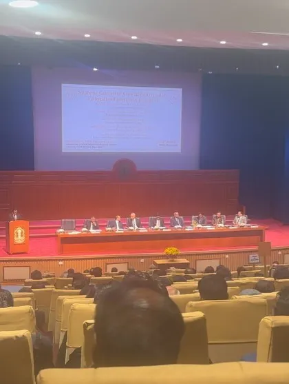 A wide view of the auditorium during the felicitation function for four new Supreme Court Justices. It is inspiring to be part of these significant occasions.