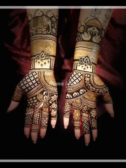 A bold and beautiful design with a mix of modern geometric fills and traditional elephant and swan motifs.