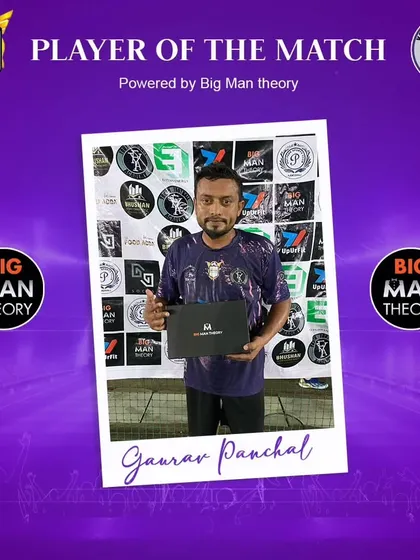 Gaurav Panchal, earning the Player of the Match award.