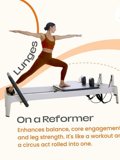 Lunges on a Reformer take a classic exercise to the next level. The unstable surface enhances balance, deepens core engagement, and builds powerful leg strength.