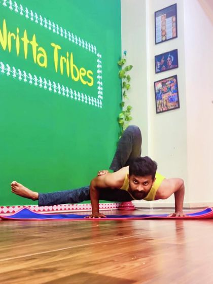 Each attempt at a challenging pose like this Grasshopper variation is a lesson in patience. It's about the journey of finding balance, not just holding the pose.