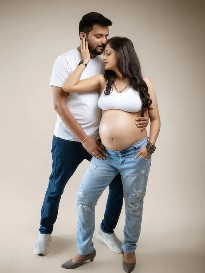 A modern, intimate portrait that feels real and unstaged. Dressed in casual denim, their connection is the focus. I love capturing these raw, tender moments that speak of a deep and comfortable love.