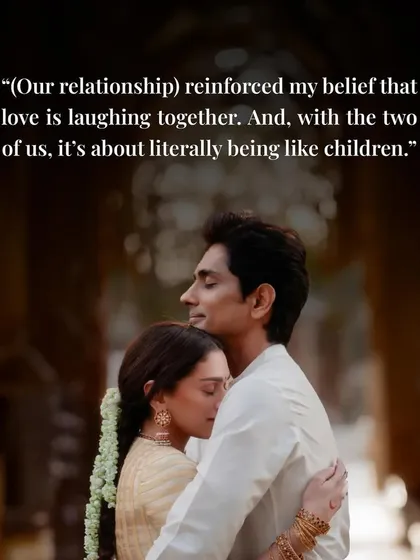 "Love is laughing together... being like children." Aditi's words remind us that playfulness and shared laughter are the heartbeats of a happy relationship.