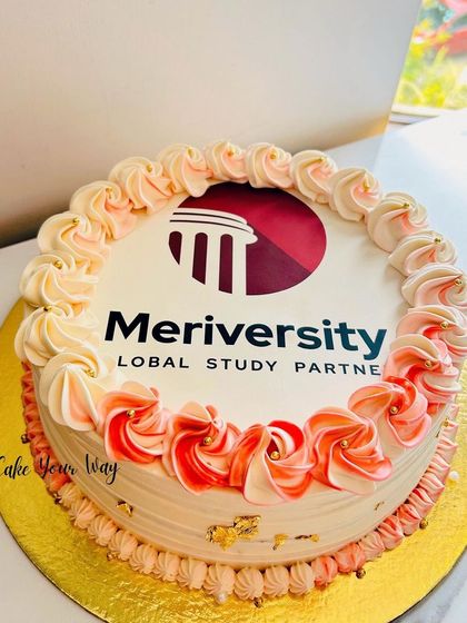 A couple of cakes I did for corporate events, including a logo cake for Meriversity.