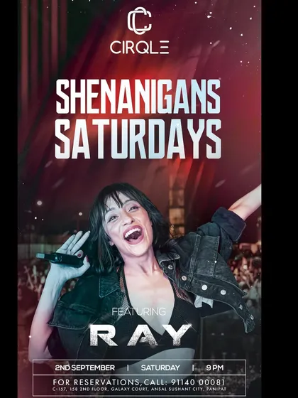 The poster for 'Shenanigans Saturdays' at Cirqle. This captures my fun, high-energy persona perfectly.