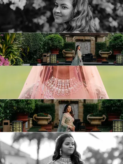 A collage showcasing the beautiful bride. I coordinate with photographers to ensure every element, from the decor to the bride's look, is captured perfectly.