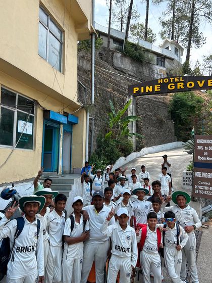 Our team outside the hotel in Himachal. The Solan tournament was a brilliant showcase of their talent and a thrilling experience for everyone.