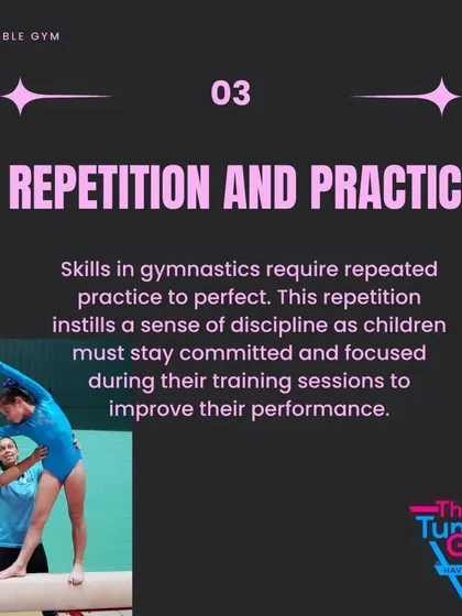 Repetition and practice are key in gymnastics. This process instills a sense of discipline as children stay committed to improving their performance.