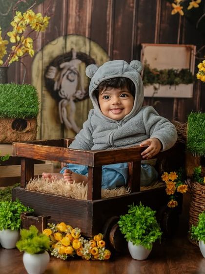 Another angle of the adorable teddy bear garden party, filled with smiles.