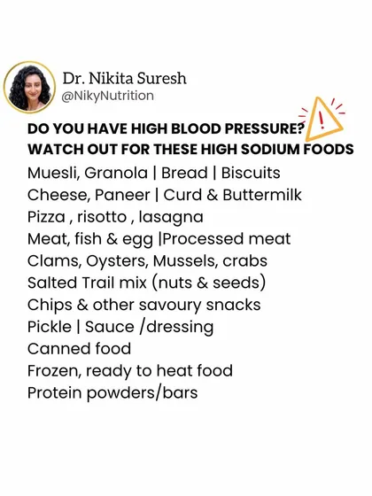 If you have high blood pressure, watch out for these hidden sources of sodium. Foods like bread, cheese, canned goods, and even some protein powders can be very high in salt.