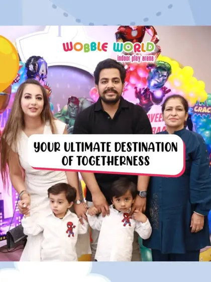 A family portrait at a superhero-themed party. We are your ultimate destination for togetherness and creating cherished memories.