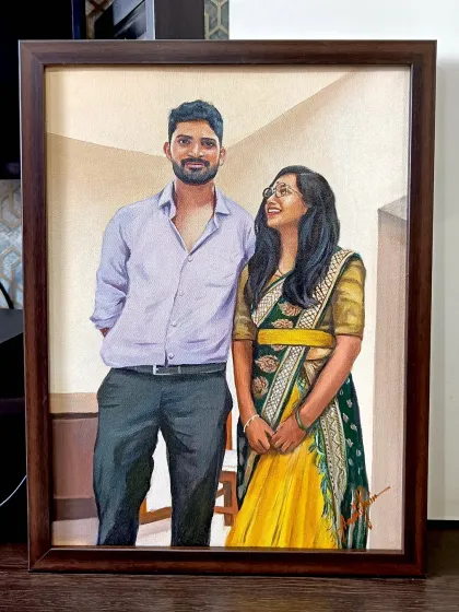 A lovely couple portrait delivered to a client in Karnataka. I focused on their gentle expressions and the beautiful textures of their clothing.
