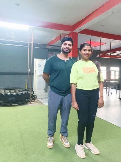With a happy client after a successful and energetic session at the gym. Her dedication to her fitness goals is truly inspiring.