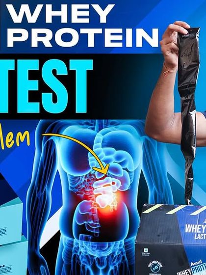 Thumbnail for my lab test video on Amul's whey protein and its big problem.