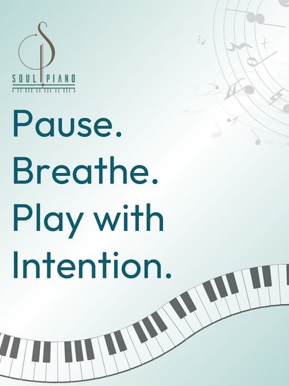 Pause. Breathe. Play with Intention. I teach my students this simple mindfulness practice to calm the mind, enhance control, and connect more deeply with the music before they even play a note.