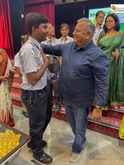 A moment of connection with a student at Modern Public School. My goal is to inspire and encourage each student, making them feel seen and valued as future protectors of the environment.