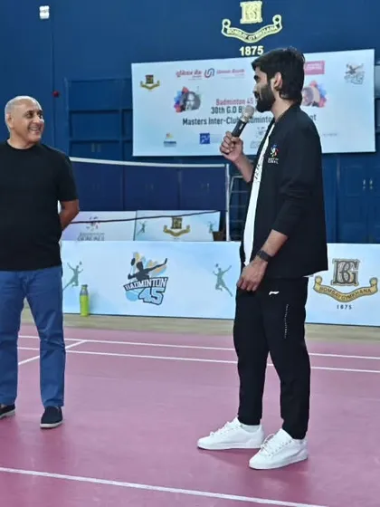 Former World No. 1 Srikanth Kidambi addressing the participants at the GD Birla tournament. We leverage our network to bring in star players for guest appearances.