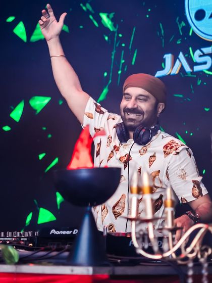 The 'Mondaze' setup at Happy Brew, complete with fire torches to match the hot music.