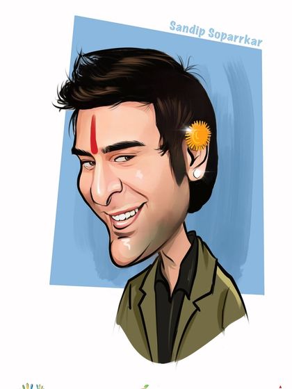 A digital caricature I created of the renowned choreographer and actor, Sandip Soparrkar, at the Orange City Literature Festival in Nagpur.