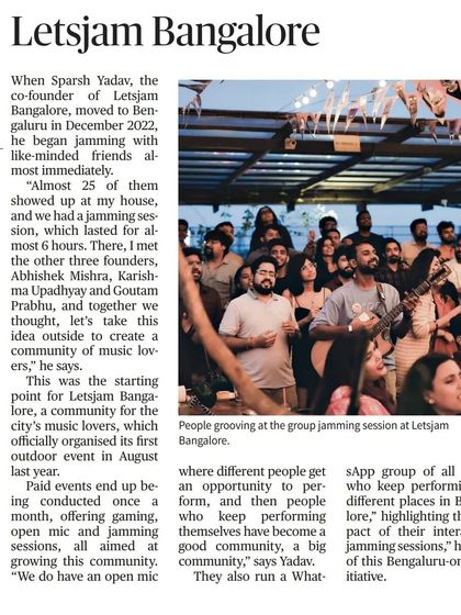 We got featured in the newspaper! It's amazing to see our community's story being shared with the whole city of Bangalore.