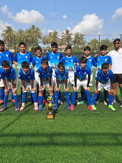 A full team photo of one of our successful U14 squads at the Goa tournament, showcasing the depth of talent in our academy.