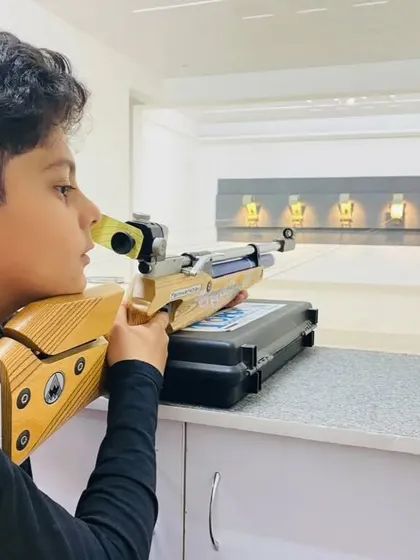 Ten year old Advaayy Khurana shows incredible focus during a training session with an air rifle. We start with the fundamentals of safety and precision to build a strong foundation.