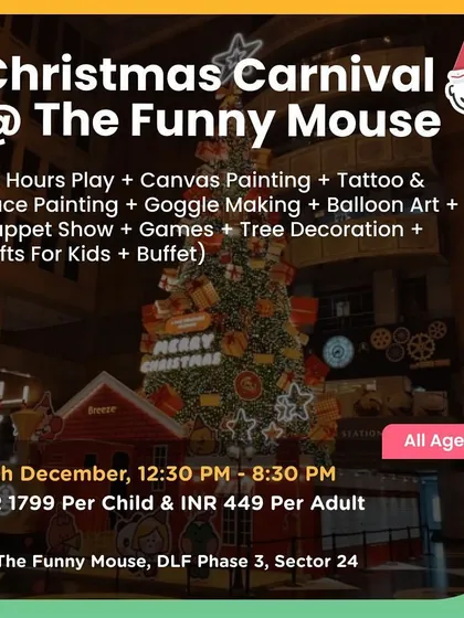 The Christmas Carnival at The Funny Mouse was a huge celebration with canvas painting, a puppet show, games, and a full buffet.