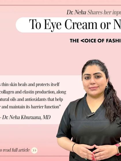 To use eye cream or not? I shared my expert input on this debate with The Voice of Fashion, explaining how the delicate skin around the eyes heals and protects itself.