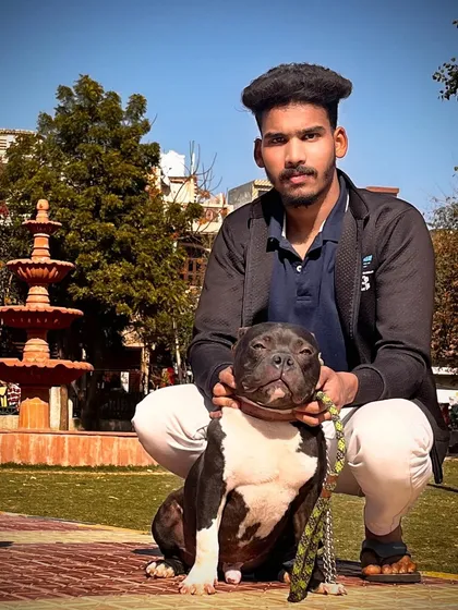 A moment of calm with my main man, Sultan. Posing for a photo in the park, showing off the strong bond we share.