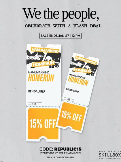 A Republic Day flash sale announcement for Hanumankind's Homerun tour tickets.