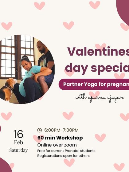 Our Valentine's Day partner yoga workshop is a wonderful way for you and your partner to connect and prepare for birth together.