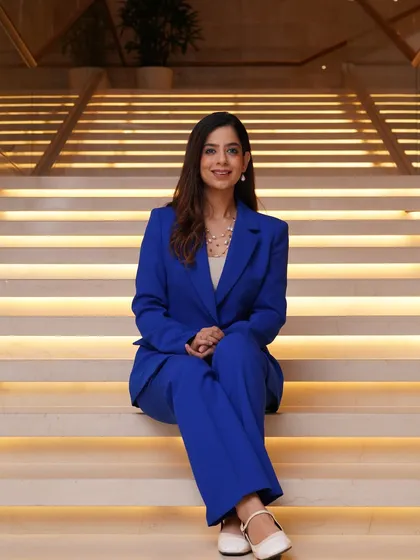 Command the room, one tailored look at a time. This blue suit is one of my favorites for corporate events.