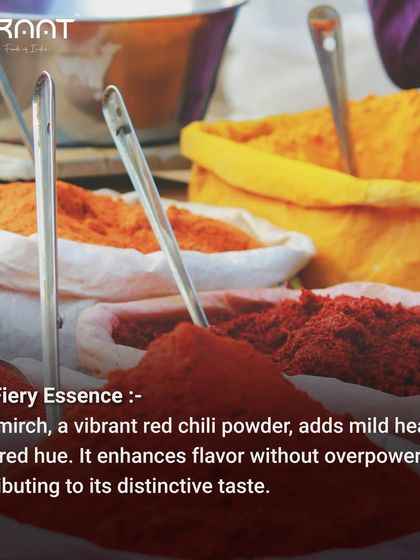 The fiery essence of Degi mirch adds a mild heat and deep red hue to our Kashmiri Dum Aloo, enhancing its distinctive taste.