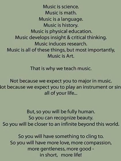 This beautiful quote perfectly summarizes why we teach music. It's not just about creating musicians, it's about nurturing more compassionate, gentle, and fully human beings.