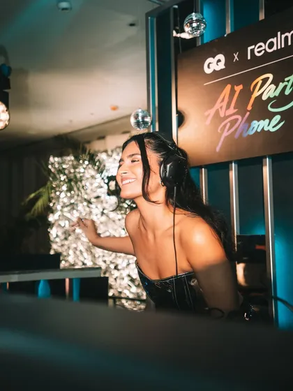 A candid, happy moment from my set at the GQ x Realme launch. Creating a positive and fun atmosphere is key for brand events.