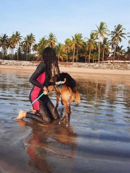 Theo is an aquaholic just like me. Finding activities that both you and your dog love is key to building a strong, joyful relationship.