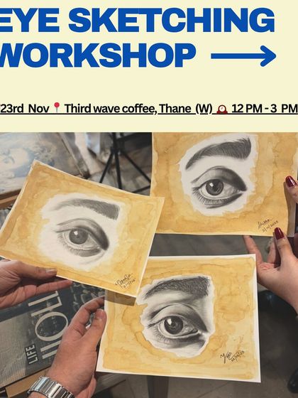 An announcement poster for an Eye Sketching workshop. I promise that you'll leave with a realistic eye drawing you can be proud of.