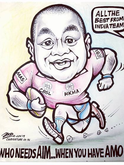 This dynamic caricature of a rugby player was commissioned as a gift for a client in Hong Kong. It shows how I can capture the energy and action of sports.