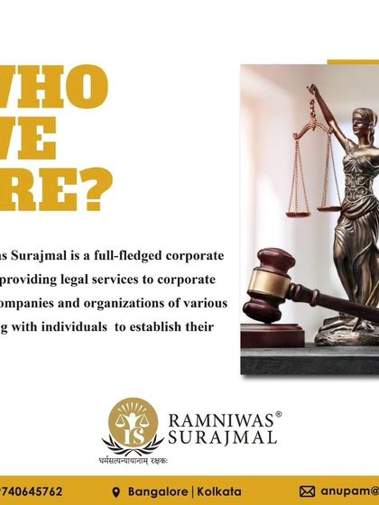 Who are we? Ramniwas Surajmal is a full-fledged corporate law firm providing legal services to corporate houses, companies, and individuals to establish and protect their rights.