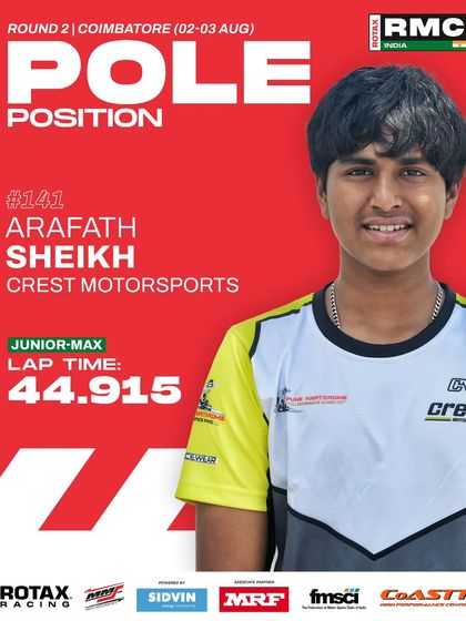 Arafath Sheikh of Crest Motorsports, the pole sitter in the Junior Max category for Round 2.