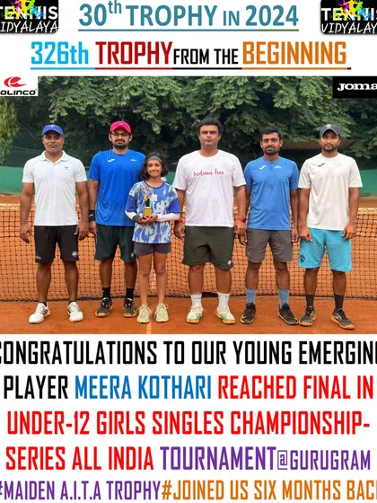 Congratulations to our young emerging player Meera Kothari on reaching the final and securing her maiden AITA trophy just six months after joining us.