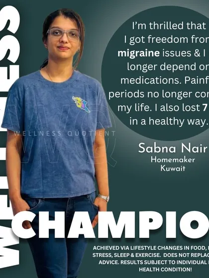 Sabna found freedom from migraines and painful periods, losing 7 kg by following an inflammation control program.