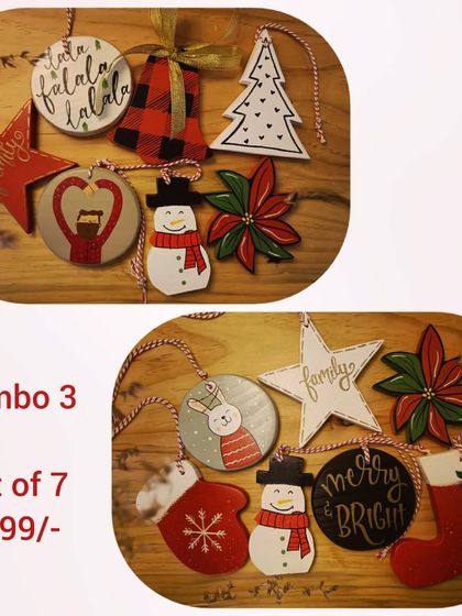 Our Christmas ornament combo packs are perfect for gifting. This set of seven includes a variety of our most loved festive designs.