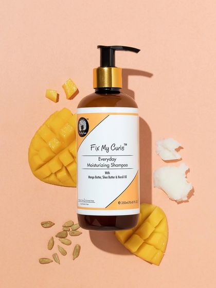 We created a delicious-looking flatlay for this moisturizing shampoo. The product is surrounded by its key ingredients, mango and shea butter, making it look good enough to eat.