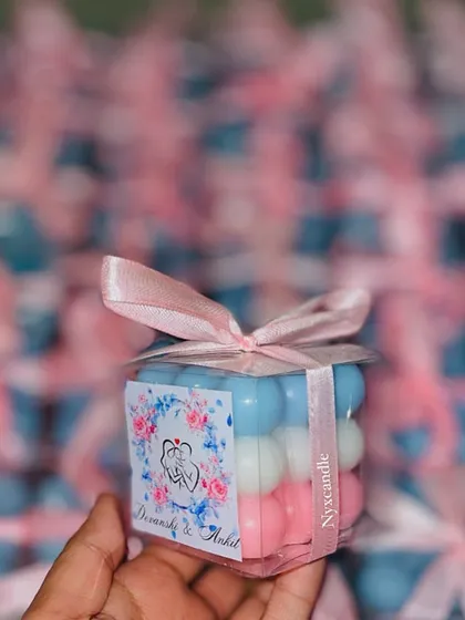 These tri-colored bubble candles were for a gender reveal baby shower. I can customize colors to match any theme, and this modern, playful design is always a hit.