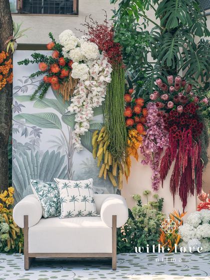 A wide shot of the 'Garden of Gaia' setup, showing how the design transforms the entire space into a botanical paradise.